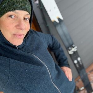 Women's IBEX Wool Navy Blue Zip-Up Hoodie